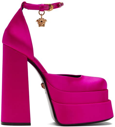 amber scholl pink versace heels|Versace pink shoes.